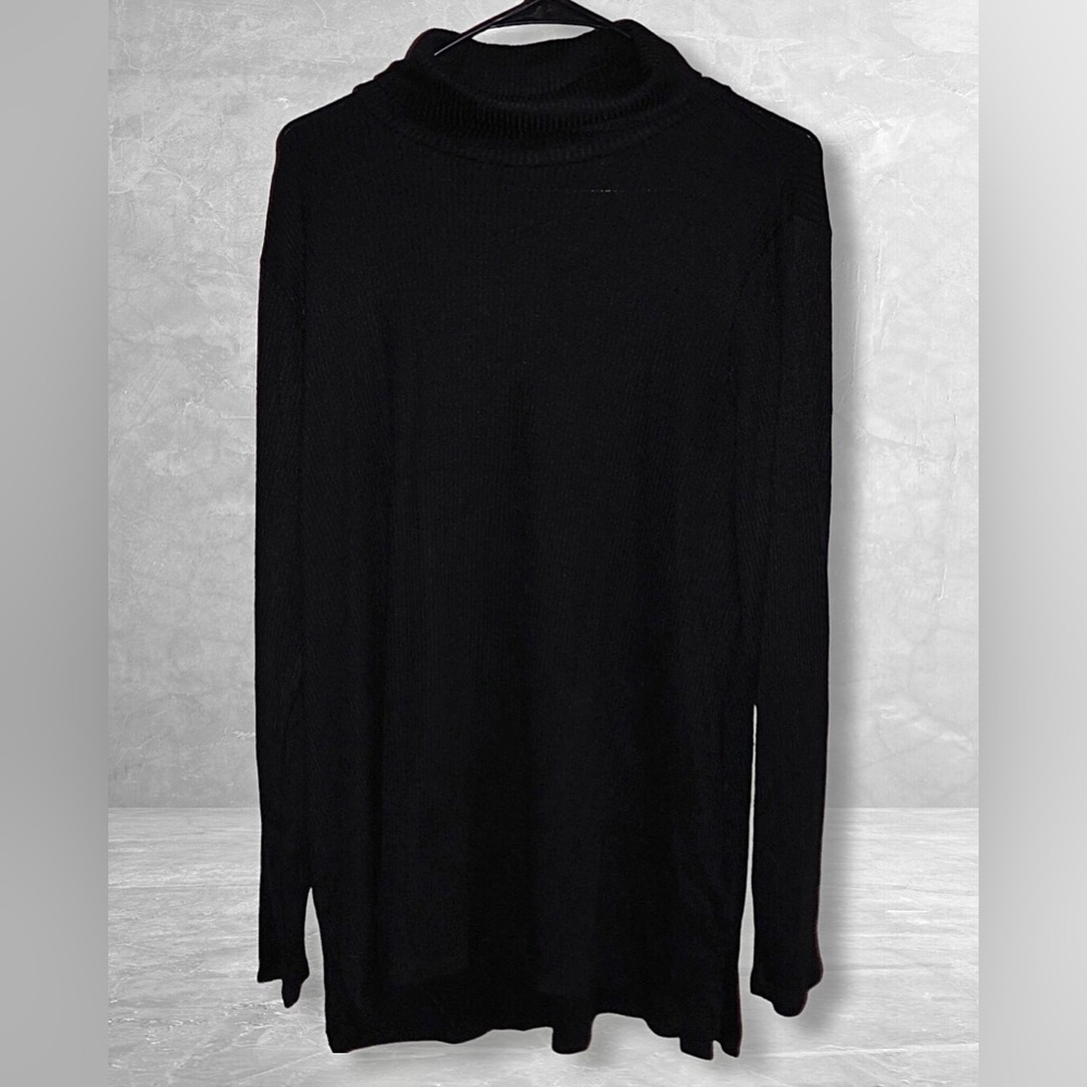 APT. 9 Black Ribbed Long Sleeve Cowl Turtle Neck Sweater Mini Dress